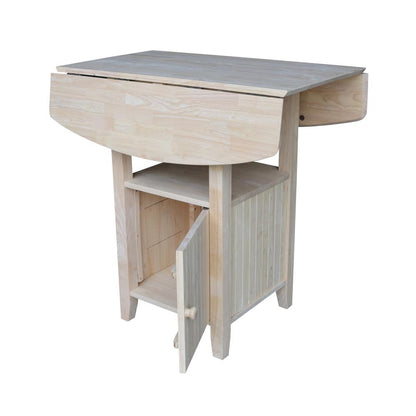 Dual Drop Leaf Bistro Table - Bar Height - With Storage, Unfinished