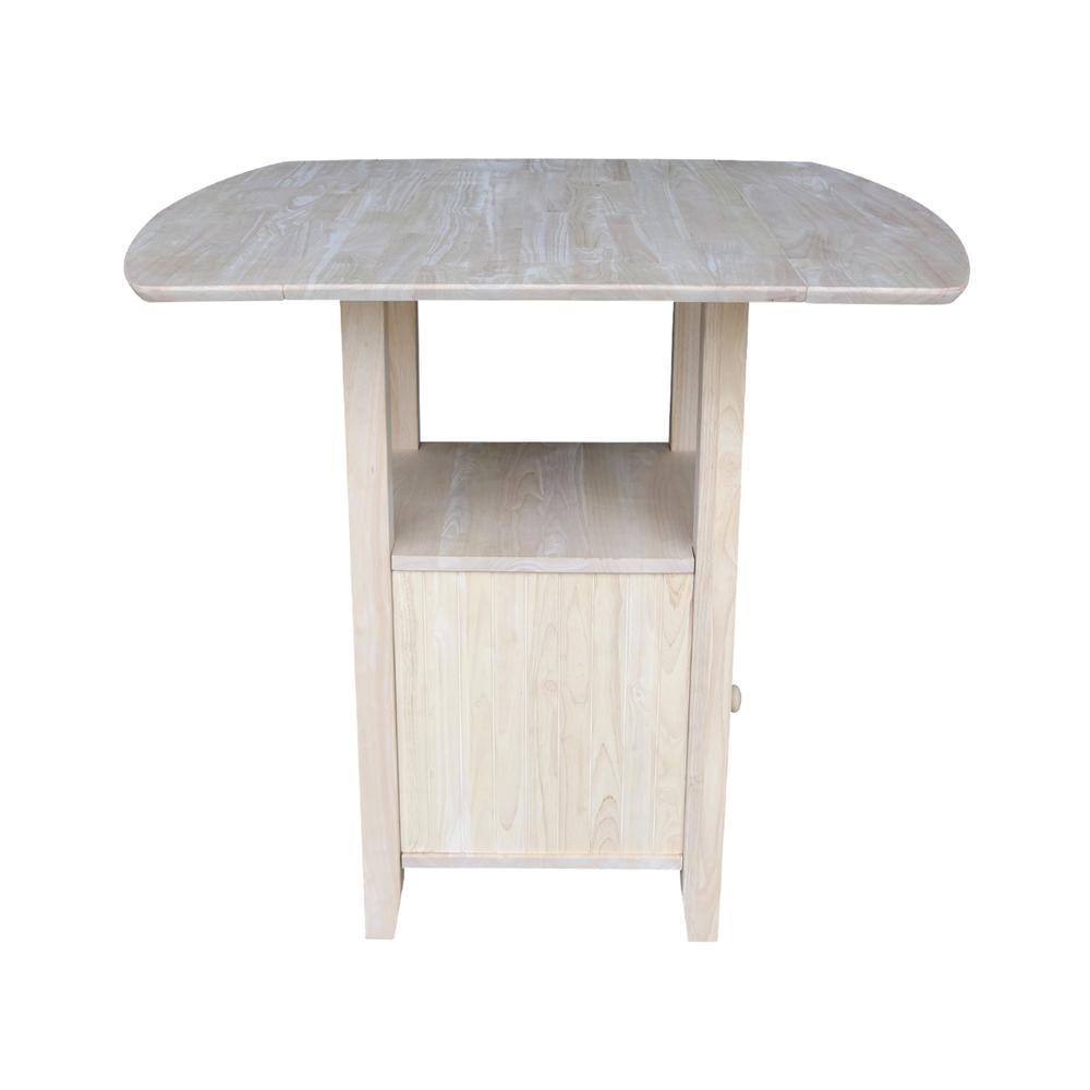 Dual Drop Leaf Bistro Table - Bar Height - With Storage, Unfinished