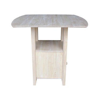 Dual Drop Leaf Bistro Table - Bar Height - With Storage, Unfinished