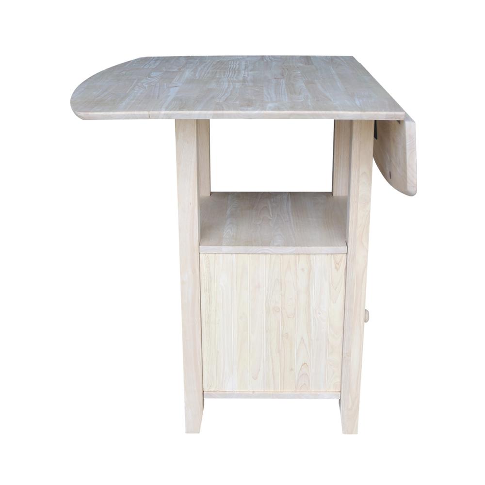 Dual Drop Leaf Bistro Table - Bar Height - With Storage, Unfinished