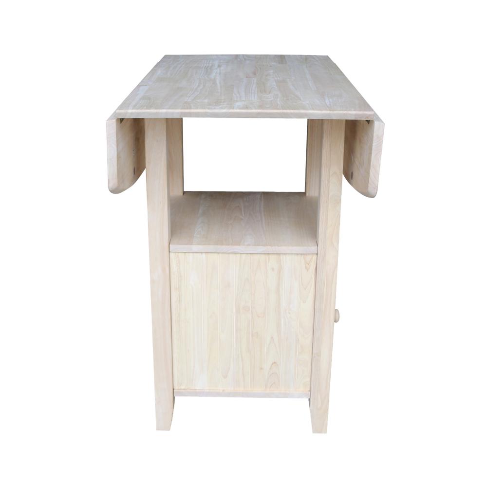 Dual Drop Leaf Bistro Table - Bar Height - With Storage, Unfinished