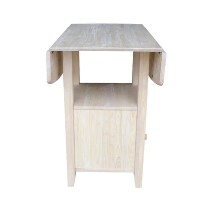 Dual Drop Leaf Bistro Table - Bar Height - With Storage, Unfinished