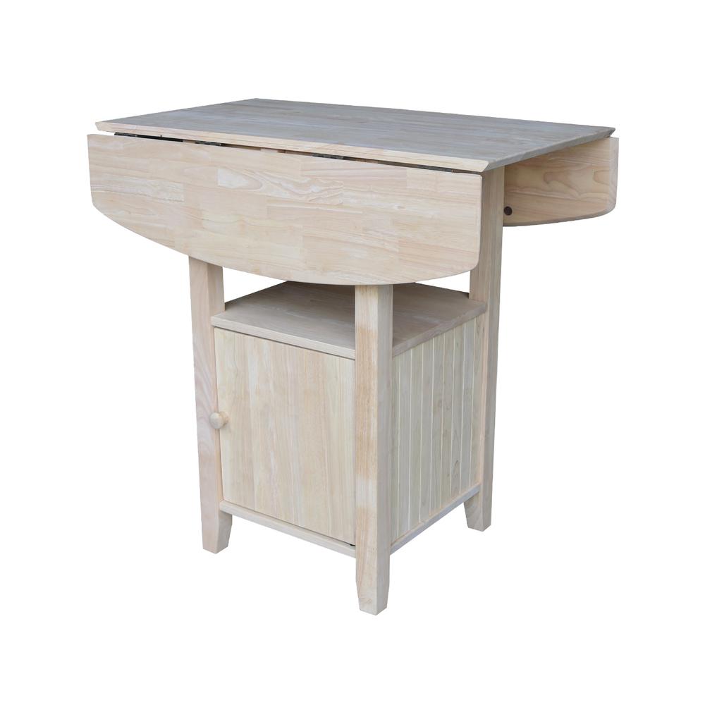 Dual Drop Leaf Bistro Table - Bar Height - With Storage, Unfinished