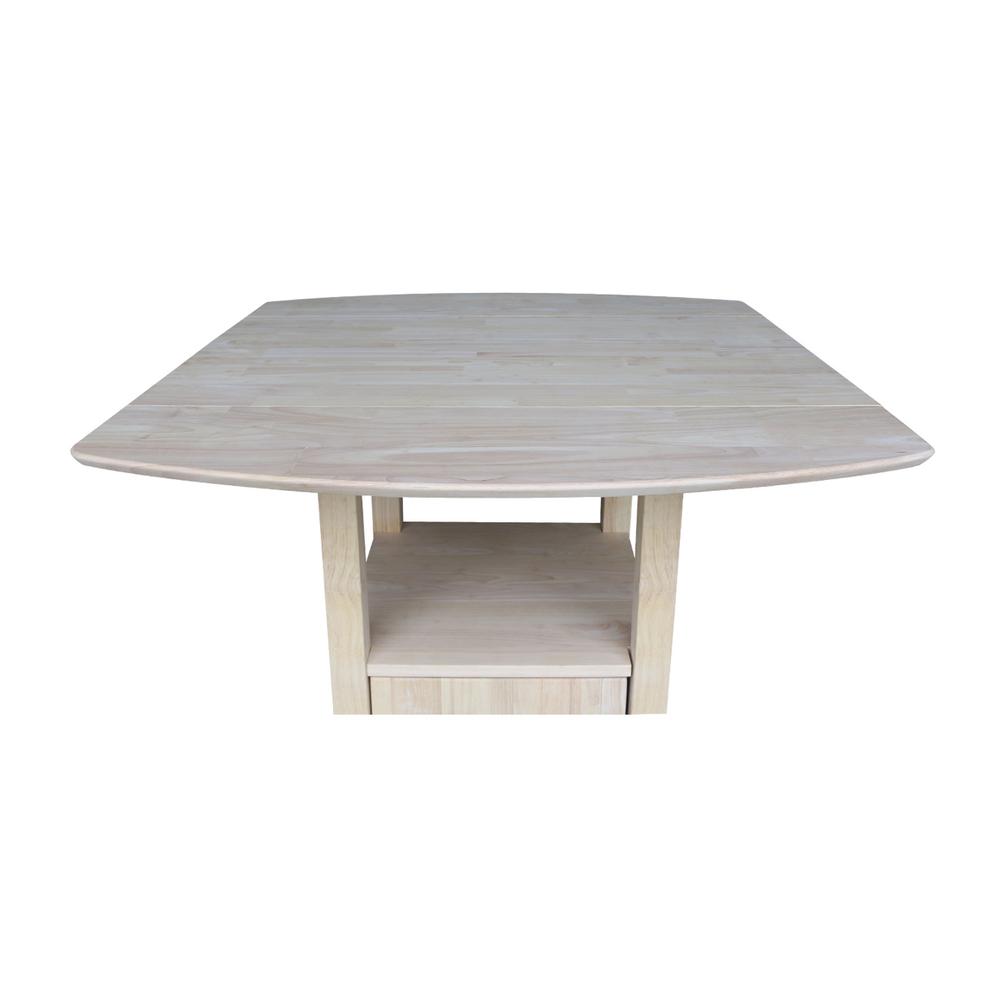 Dual Drop Leaf Bistro Table - Bar Height - With Storage, Unfinished