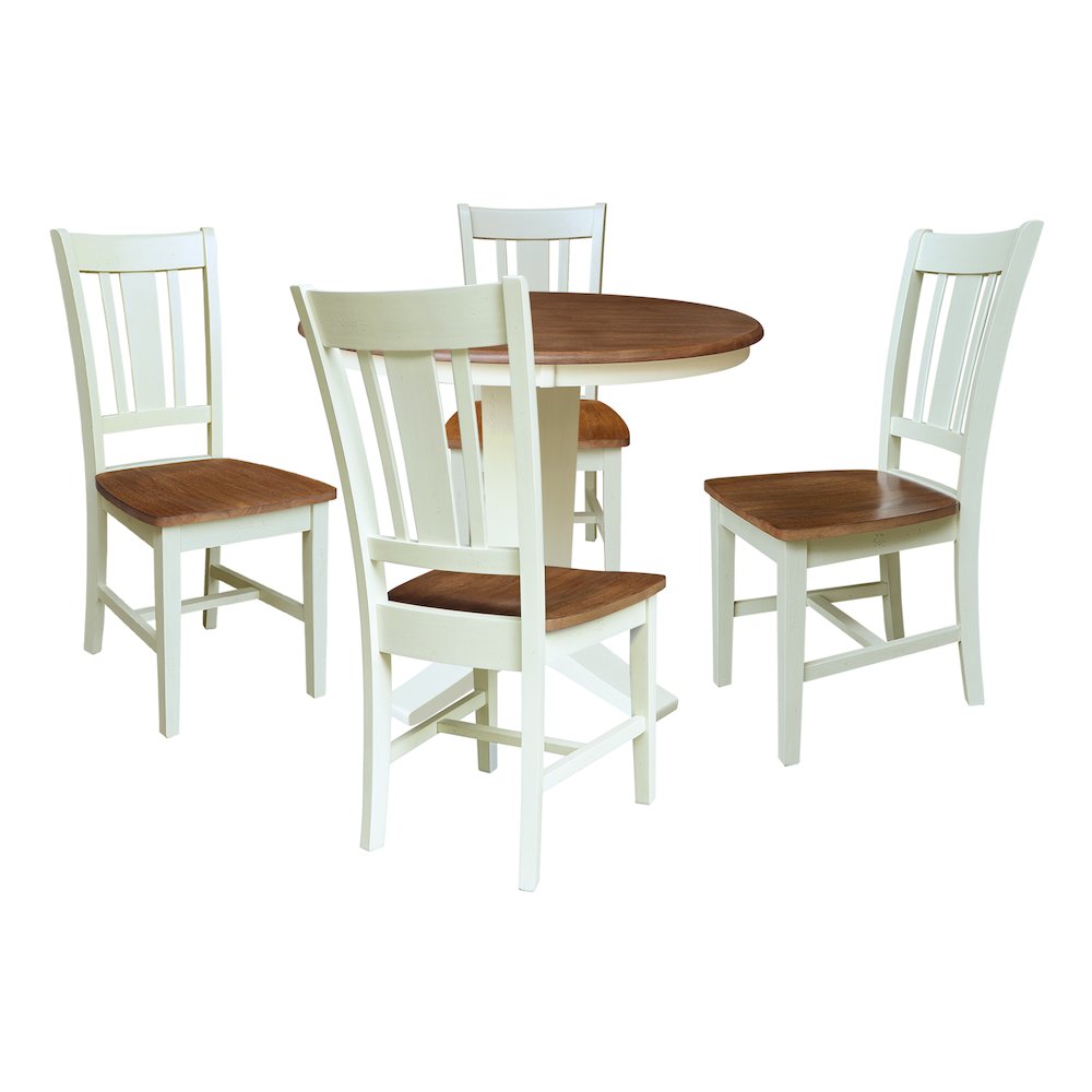 36" Solid Wood Round Top Dining Table with 4 Chairs
