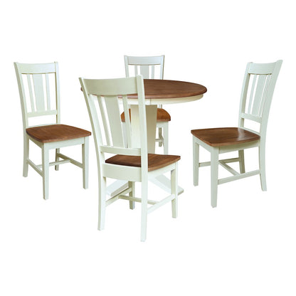 36" Solid Wood Round Top Dining Table with 4 Chairs