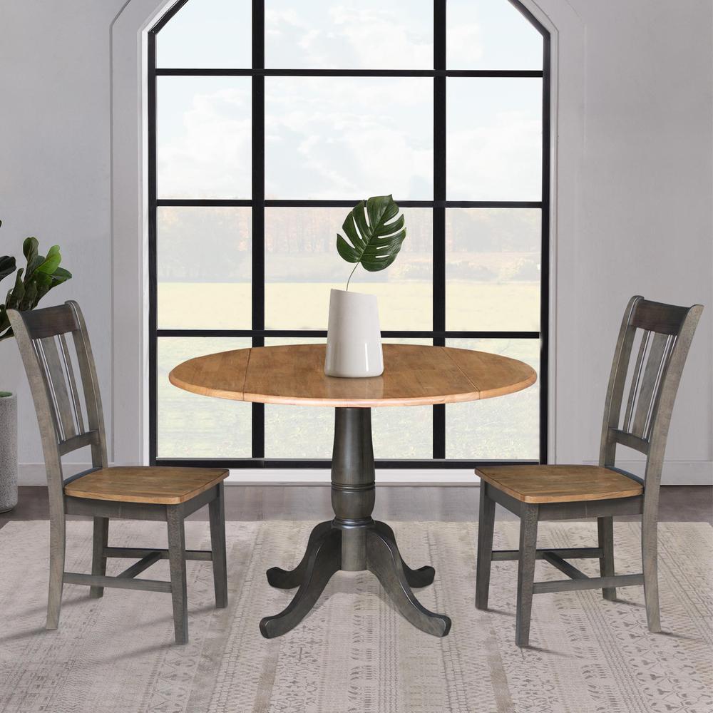 42 in. Round Dual Drop Leaf Dining Table with 2 Splatback Chairs