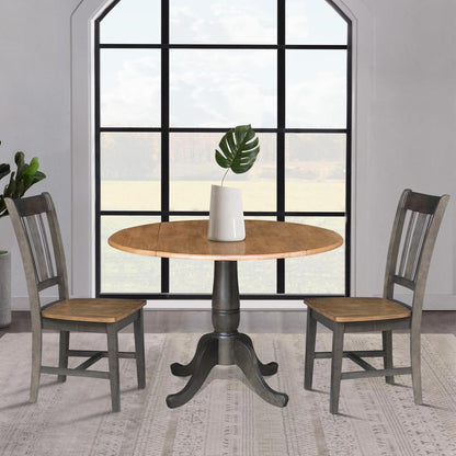 42 in. Round Dual Drop Leaf Dining Table with 2 Splatback Chairs
