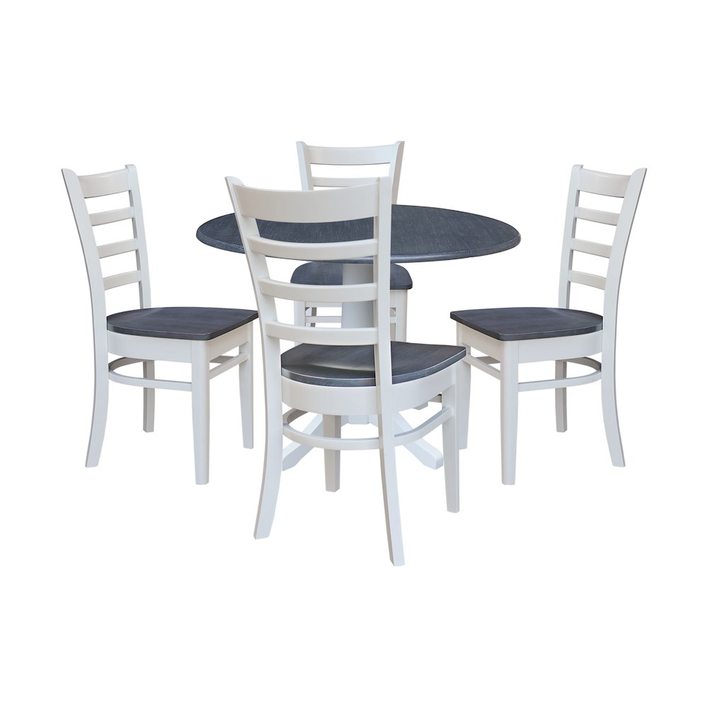 42" Round Top Dual Drop Leaf Pedestal Table with 4 Dining Chairs