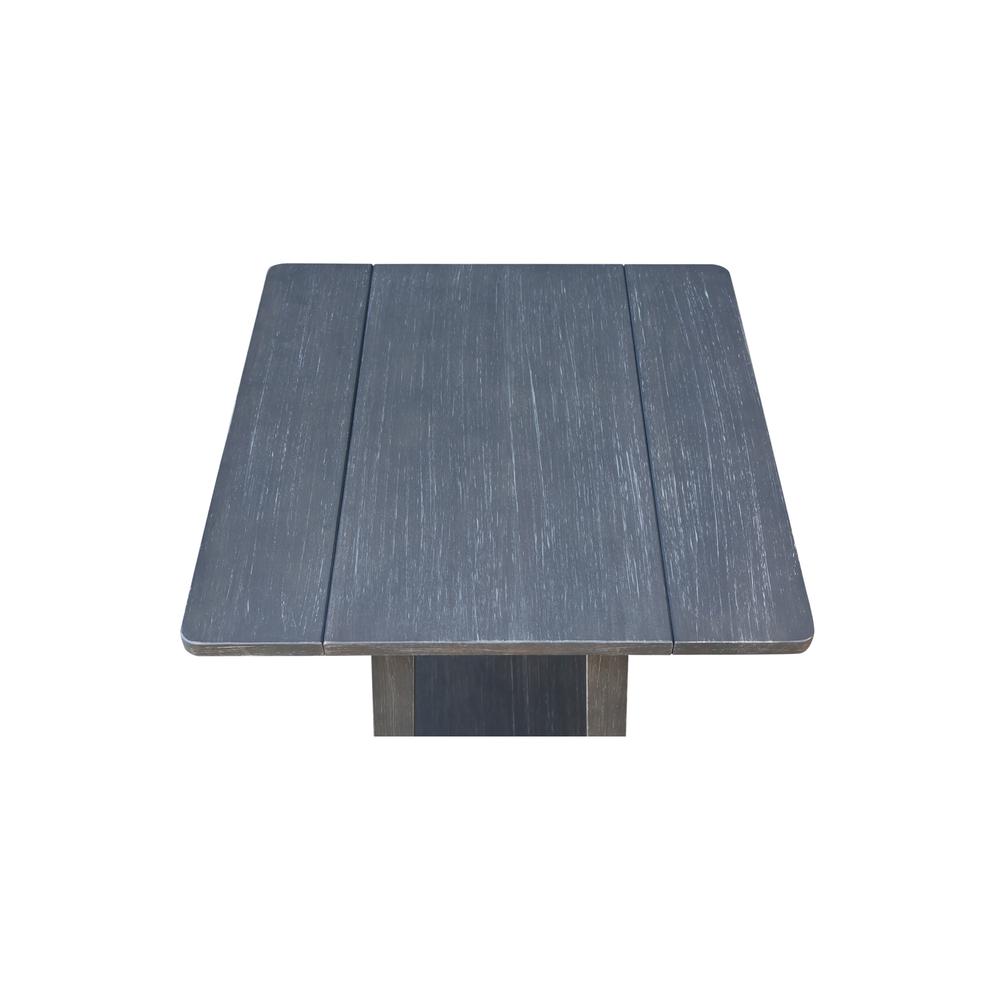 Solid Wood Square Drop Leaf Side Table in Antique Washed Heather Gray