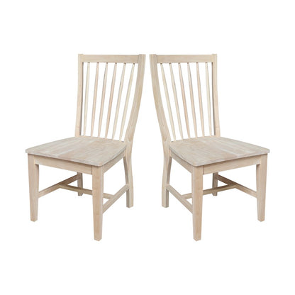 Set of Two Solid Wood Audrey Dining Chairs, Unfinished