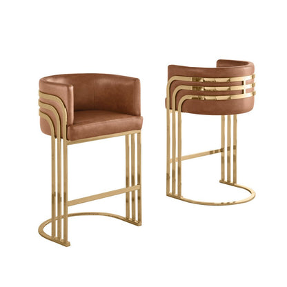 Toffee with Gold Base Barstool, Set of 2