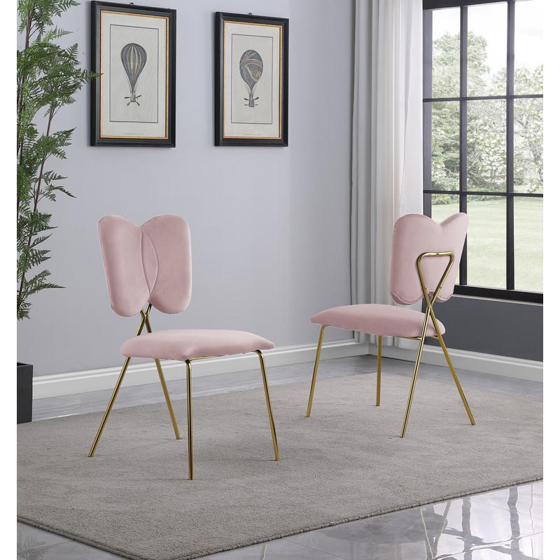 5pc dining Set- Rectangle table with Pink, Velvet Chairs
