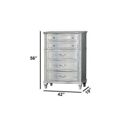 6 Piece Silver Queen Panel Bedroom Set ( Qb+Dresser+Mirror+2Ns+Chest)