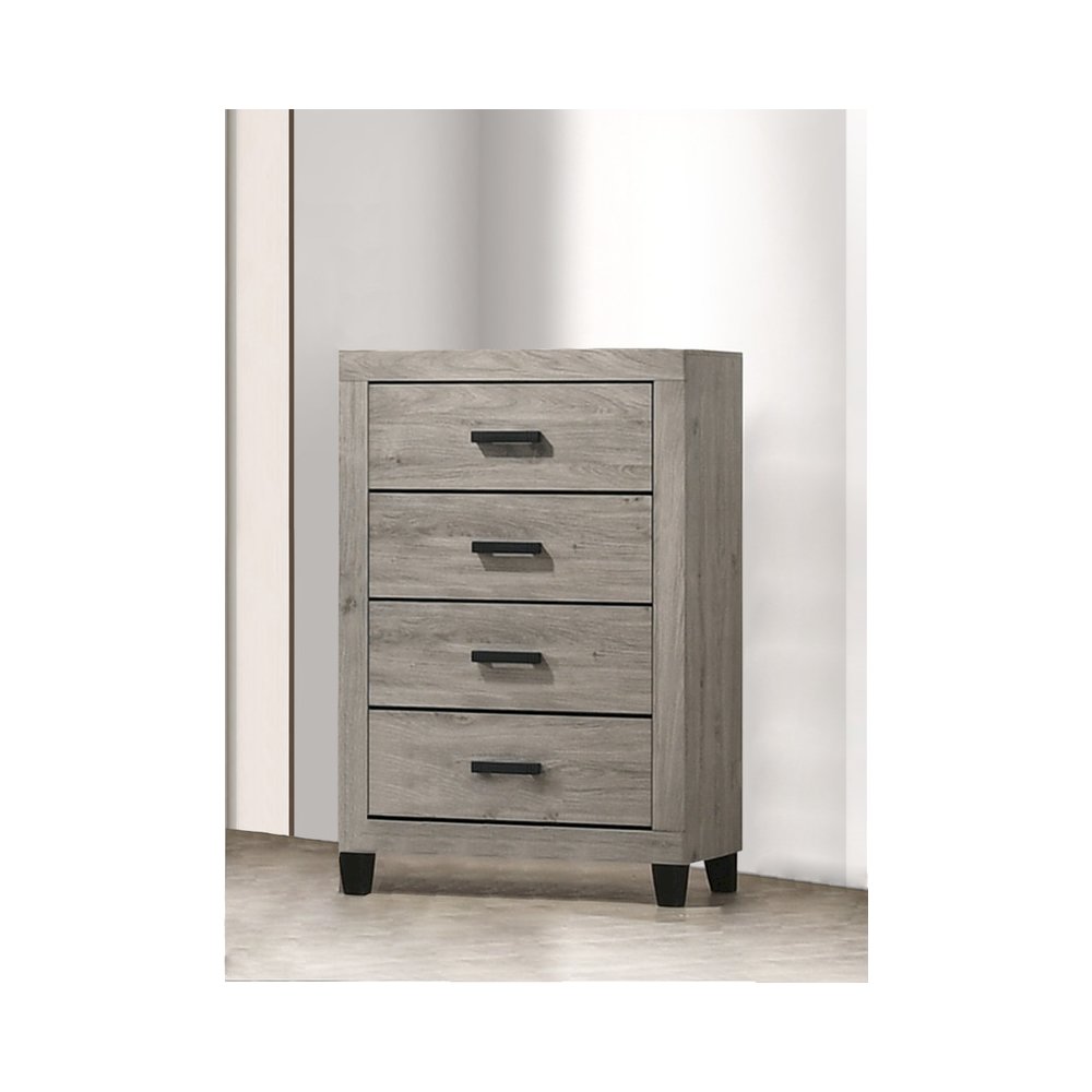 6 piece light gray pannel bedroom set (Bed+2NS+Dresser+Mirror+Chest)
