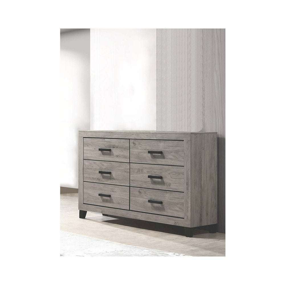 3 piece light gray pannel bedroom set (Bed+NS+Dresser)