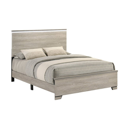 5pc Eastern King Panel Bedroom Set Greige Rustic Oak