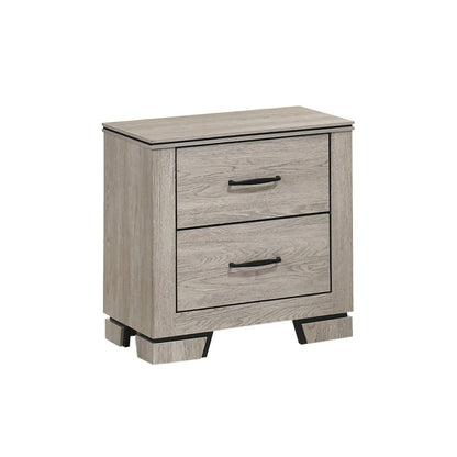 5pc Eastern King Panel Bedroom Set Greige Rustic Oak