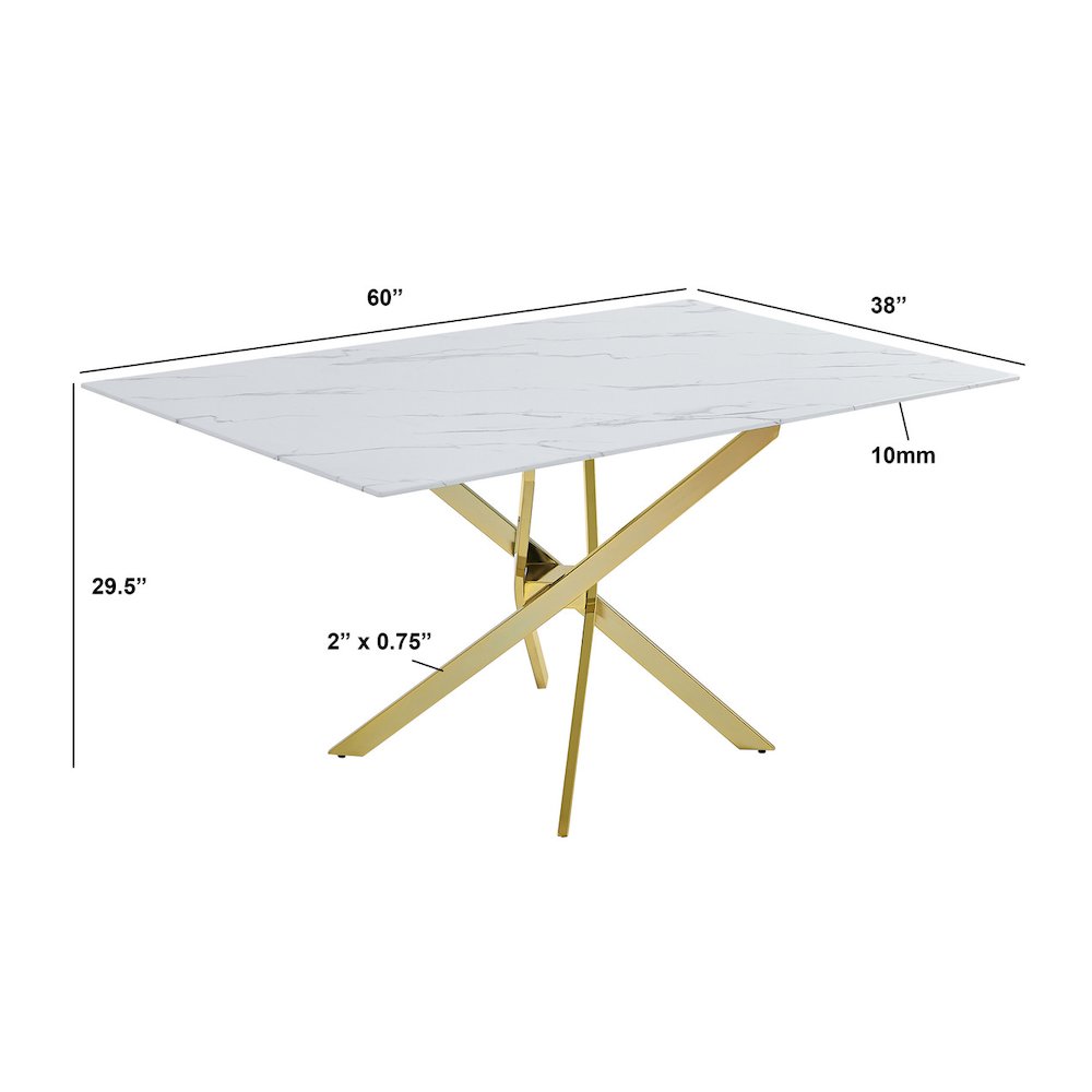 Rectangle Tempered Glass Dining Table With 4 Cream Side Chairs