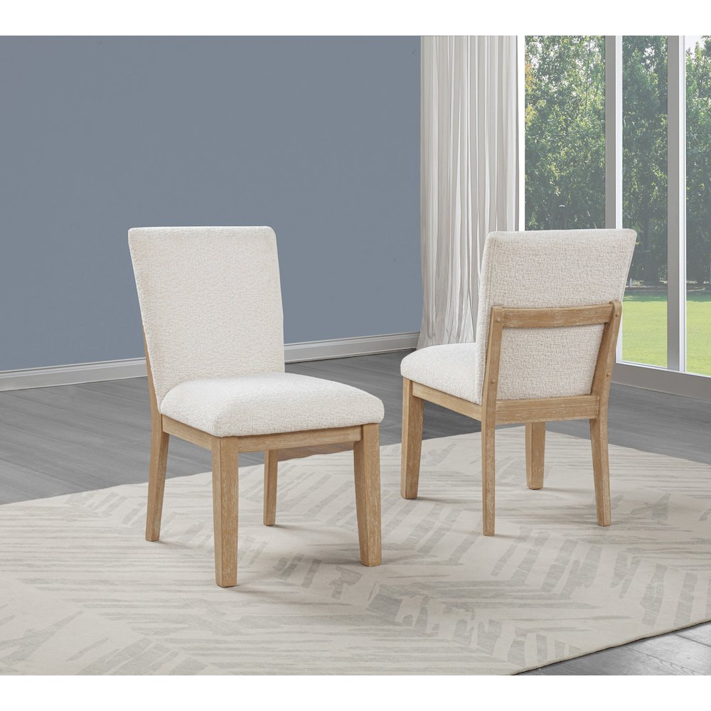 2pc Light Oak Natural Fining Cream Color Dining Chairs