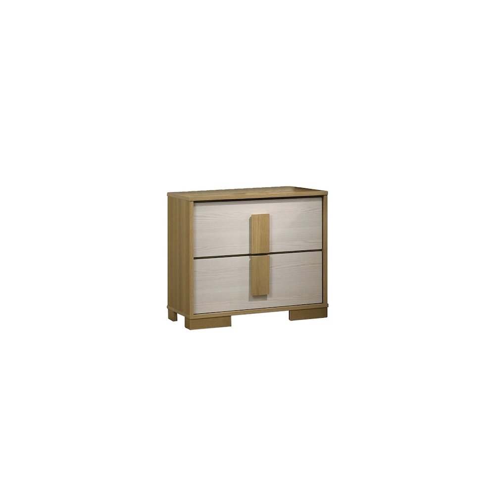 4 piece - Beige wood bedroom set (Bed+NS+Dresser+Mirror)