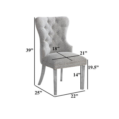 Cream Boucle Fabric And Silver Base Side Chairs (Set Of 2)