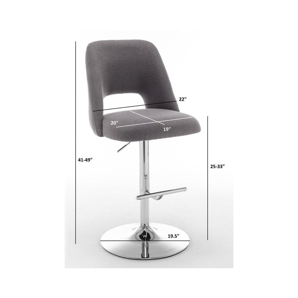Boucle fabric upholstered barstool with a green seat and silver base (SET OF 2)