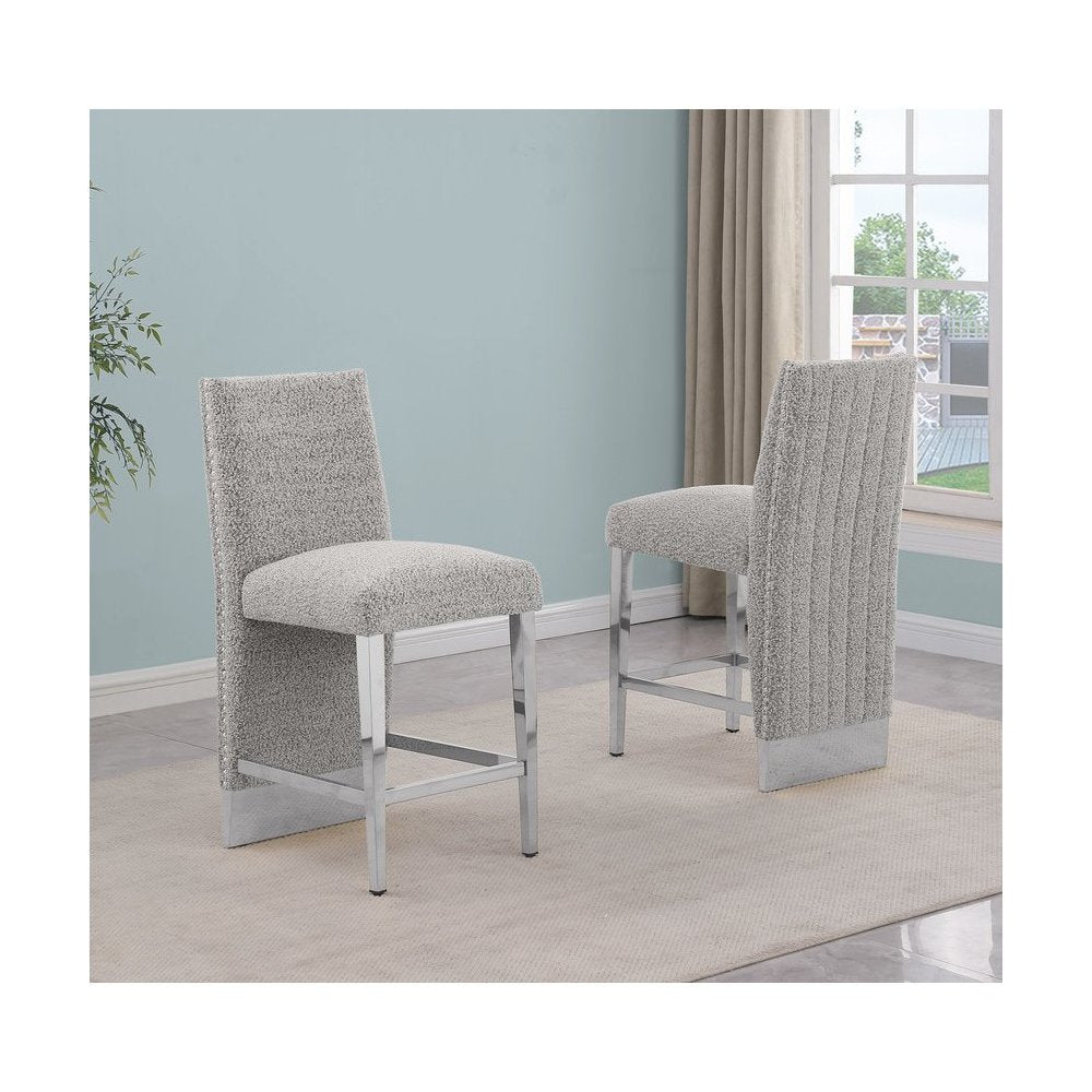 Luxe Rich gray boucle counter height chairs - Set of 2