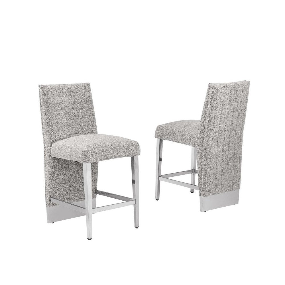 Luxe Rich gray boucle counter height chairs - Set of 2