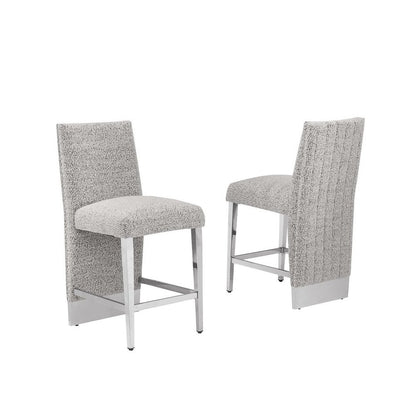 Luxe Rich gray boucle counter height chairs - Set of 2
