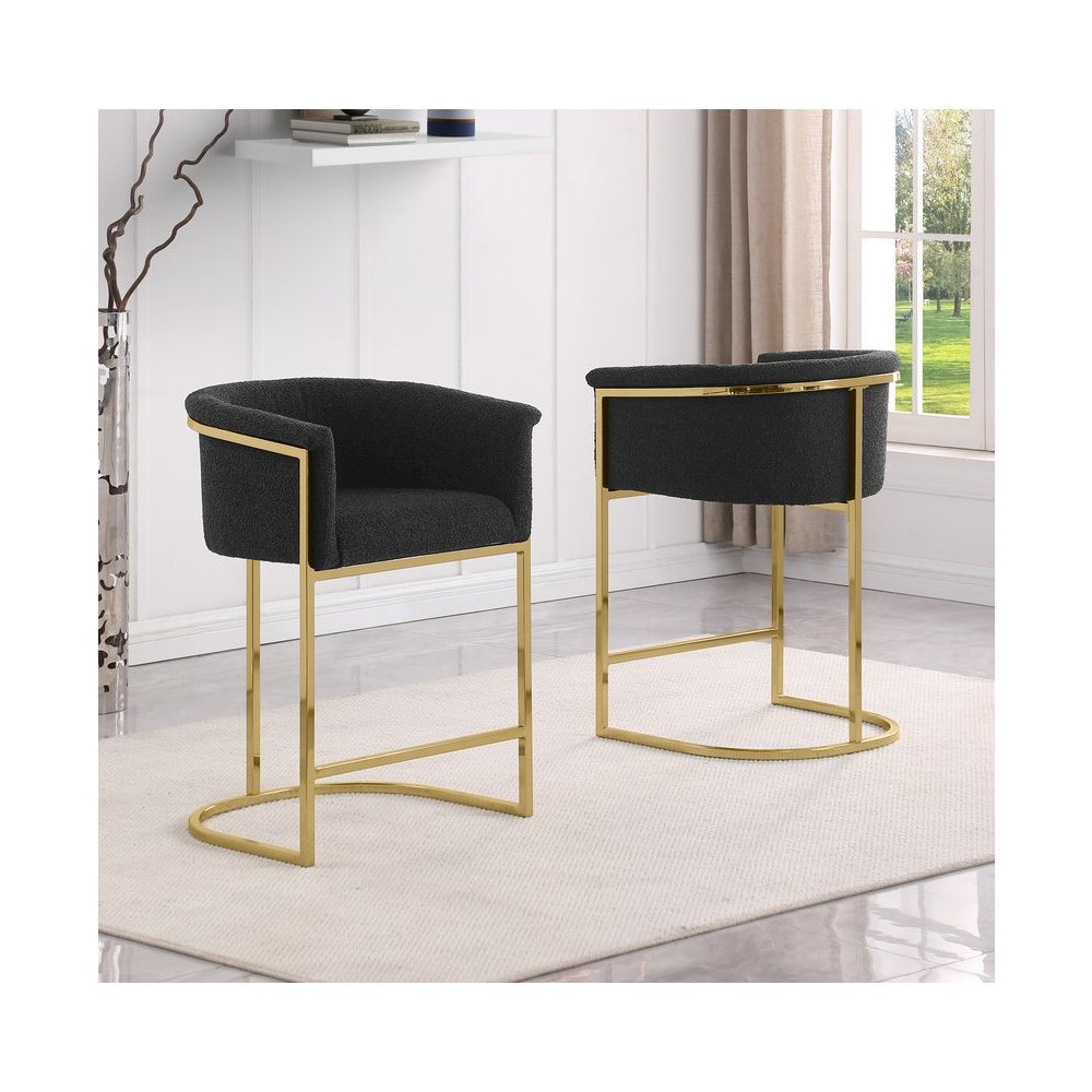 Best Quality teddy Boucle in black counter height chair - Set of 2
