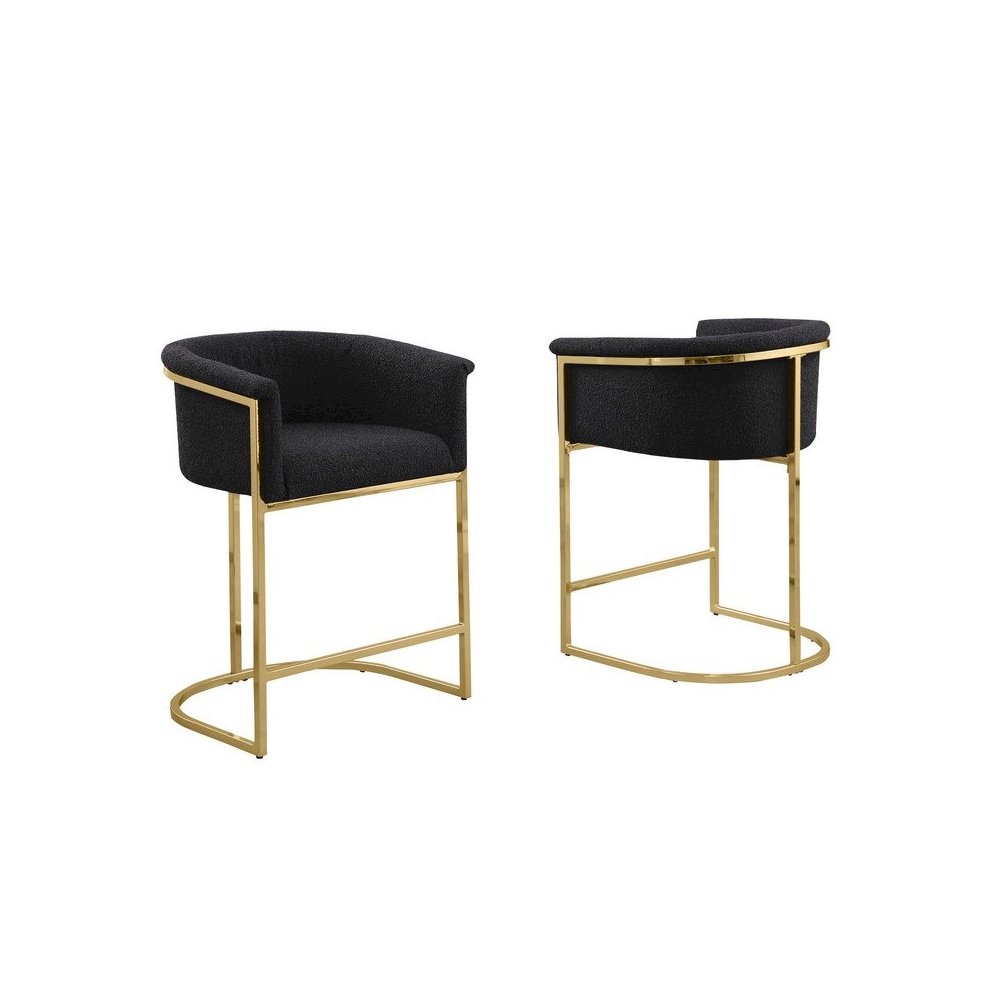 Best Quality teddy Boucle in black counter height chair - Set of 2