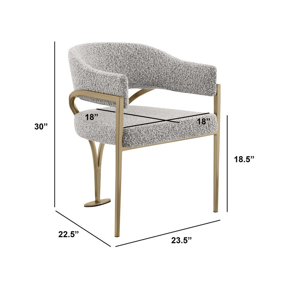 Modern Upholstered Chair with Rich Gray Boucle Fabric Set of 2