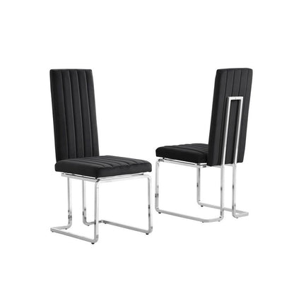 Black velvet side chairs with silver base (SET OF 2)