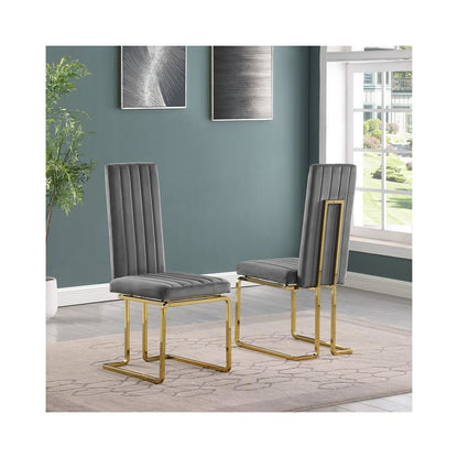Dark grey velvet side chairs with gold color base (SET OF 2)
