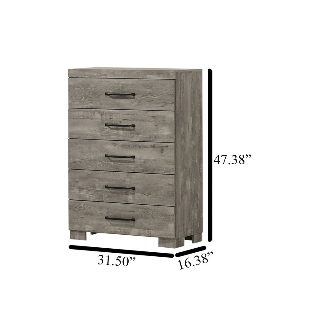6Pc Modern Queen Size Panel Bedroom Set In Antique Gray Color