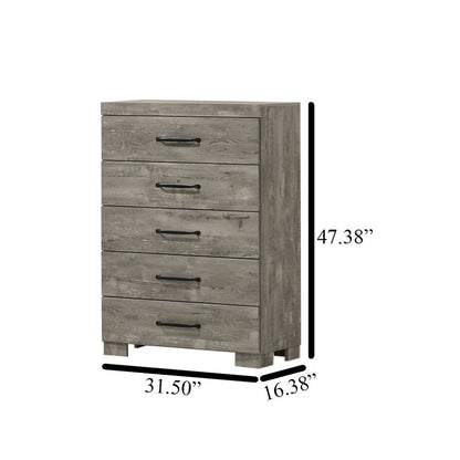 6Pc Modern Queen Size Panel Bedroom Set In Antique Gray Color