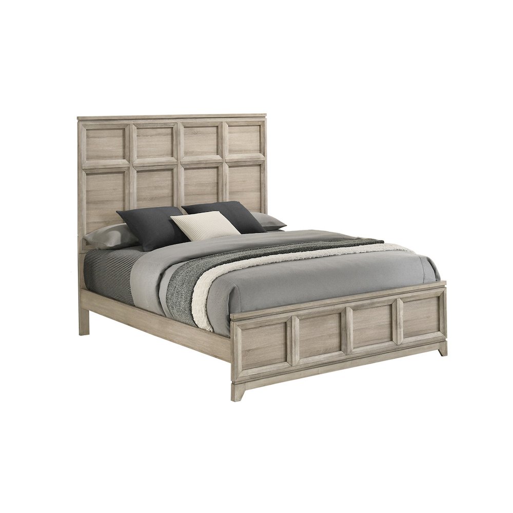 3pc Eastern King Panel Bedroom Set Weathered Greige (Bed, Dresser, Nightstand)