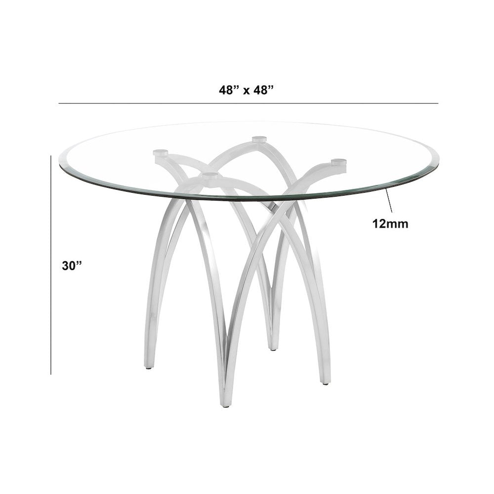 5Pc Round 48X48 Dining Set With 4 Gray Boucle Chairs