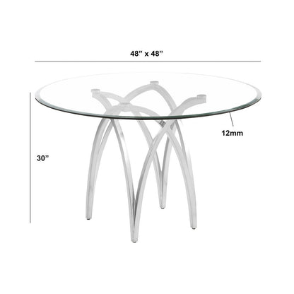 5Pc Round 48X48 Dining Set With 4 Gray Boucle Chairs