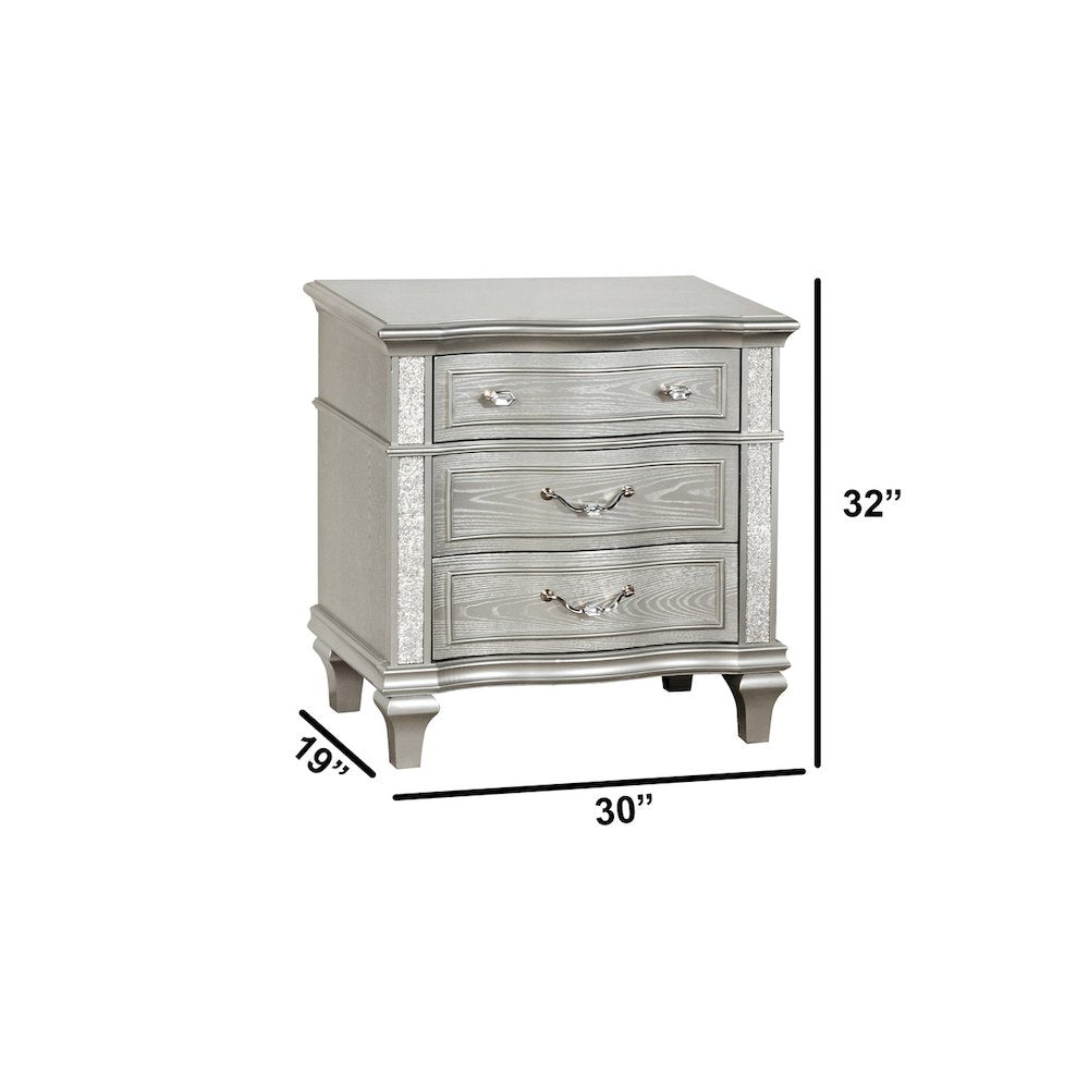 6 Piece Silver Queen Panel Bedroom Set ( Qb+Dresser+Mirror+2Ns+Chest)