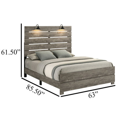 6Pc Modern Queen Size Panel Bedroom Set In Antique Gray Color