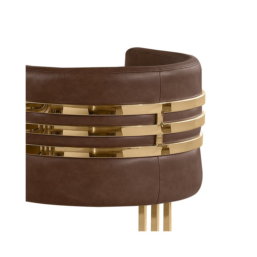 Leather-Aire Barrel Accent Chair with Gold Base