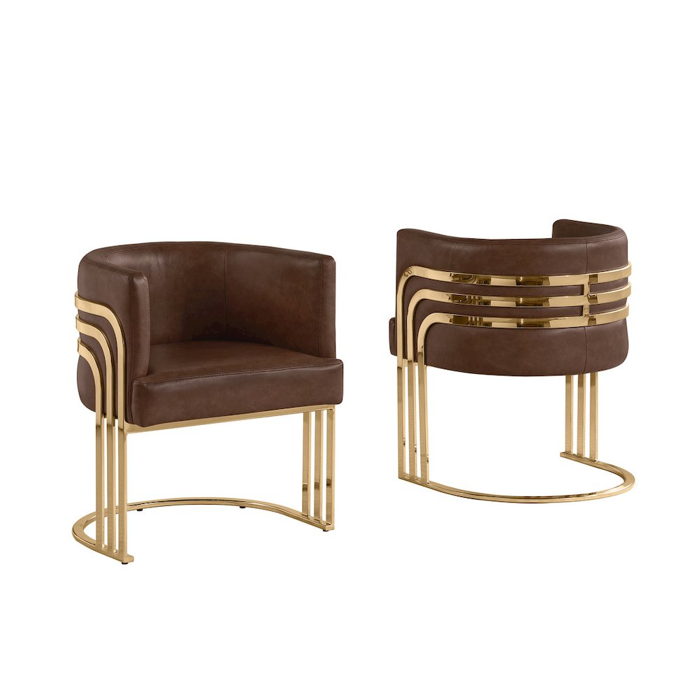 Leather-Aire Barrel Accent Chair with Gold Base