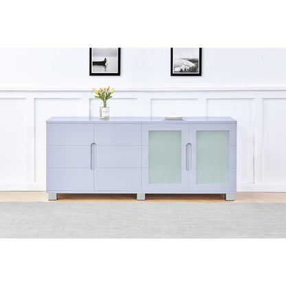 High Gloss light Gray server with 4 doors