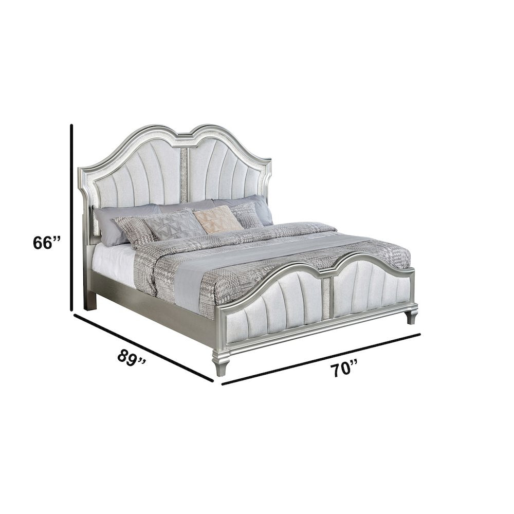 6 Piece Silver Queen Panel Bedroom Set ( Qb+Dresser+Mirror+2Ns+Chest)