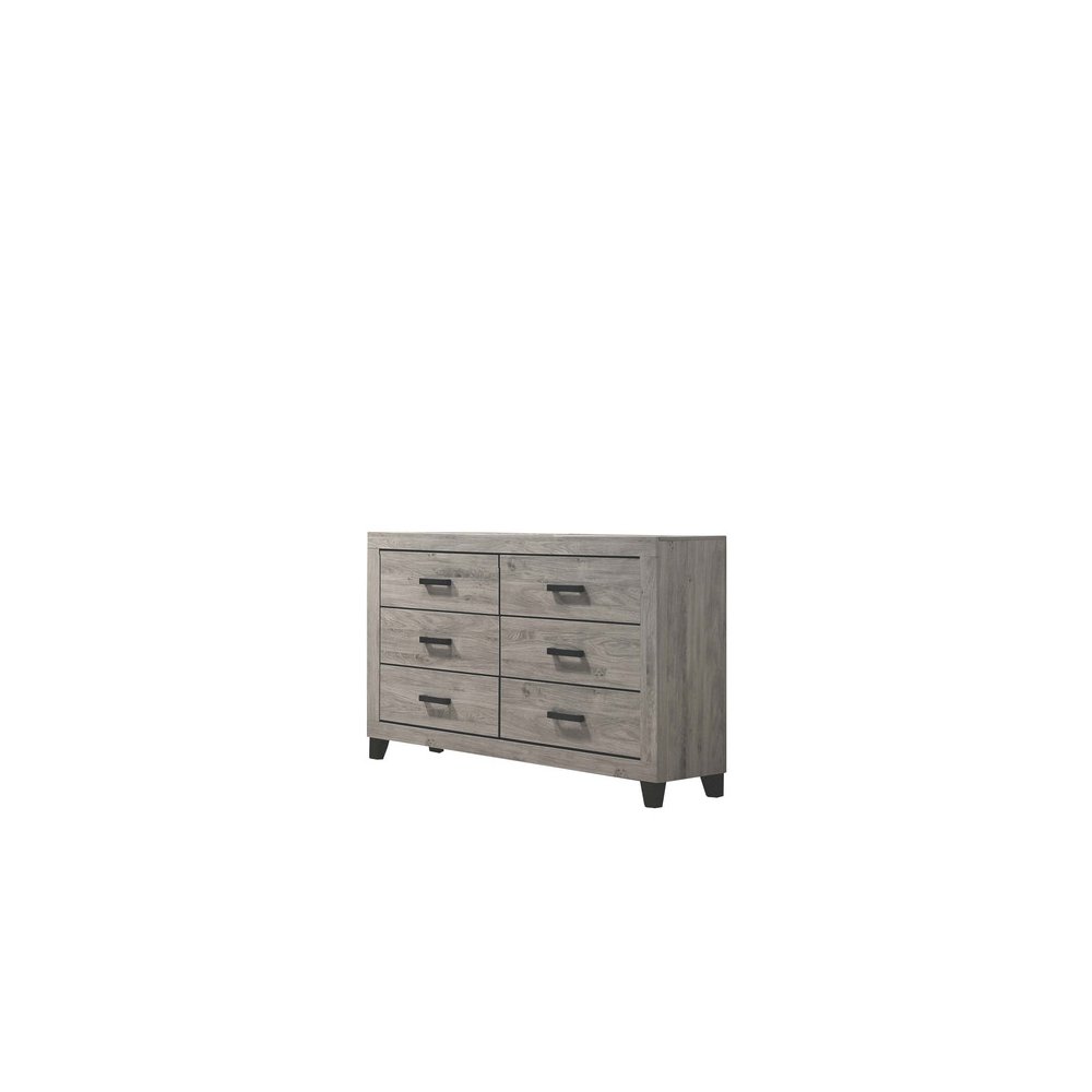 Light grey 6-drawers bedroom dresser