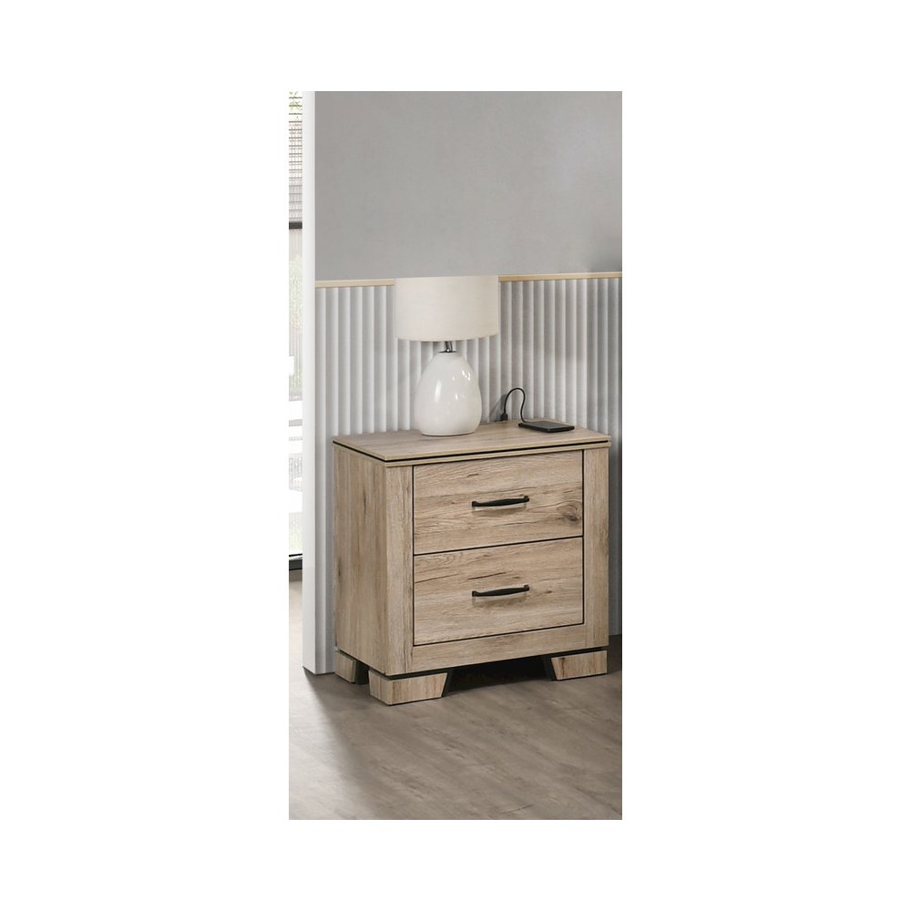 Light Oak 2-Drawers Nightstand