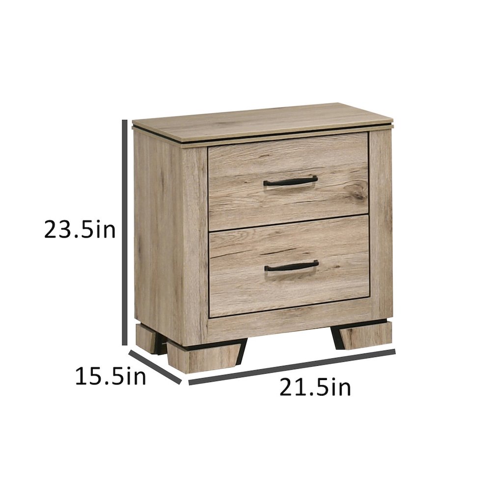 Light Oak 2-Drawers Nightstand