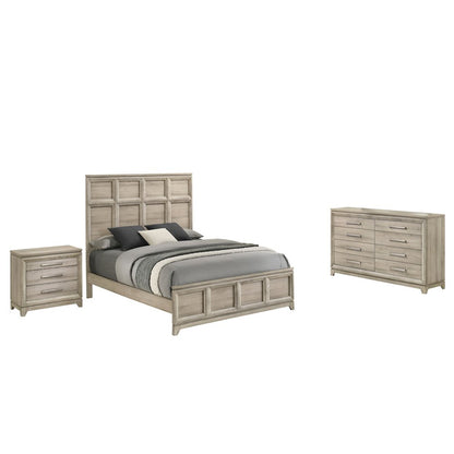 3pc Eastern King Panel Bedroom Set Weathered Greige (Bed, Dresser, Nightstand)